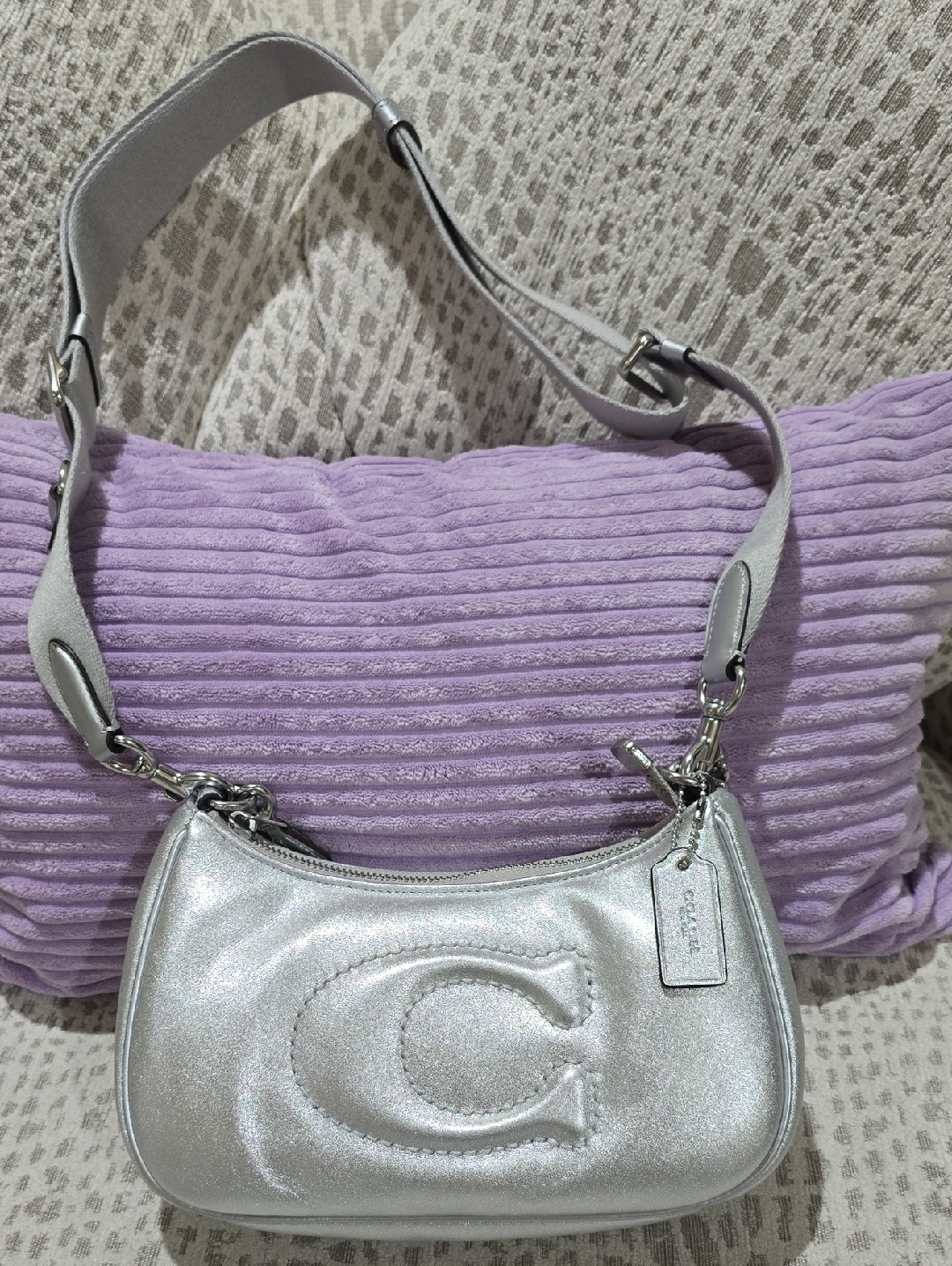 Coach Silver Metallic Teri Shoulder Bag
